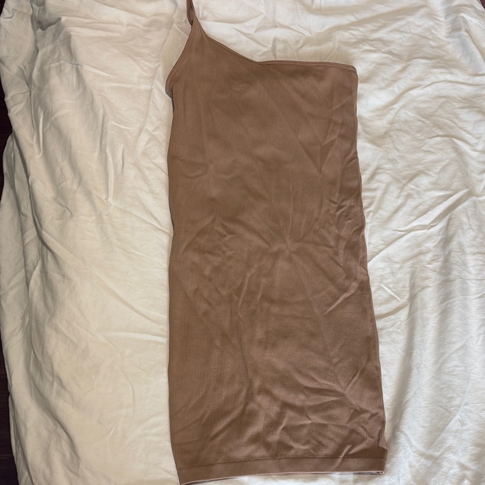 One-Shoulder Brown Dress